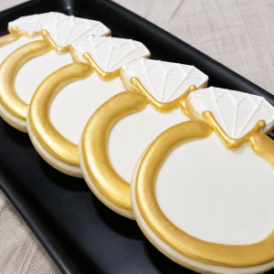 Metallic Engagement Ring Cookie Favors