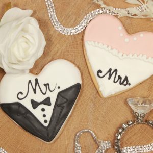 Bride & Groom Heart Cookie Favors