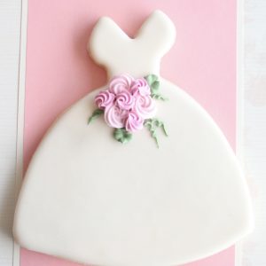 Simple Bouquet Wedding Dress Cookie Favors