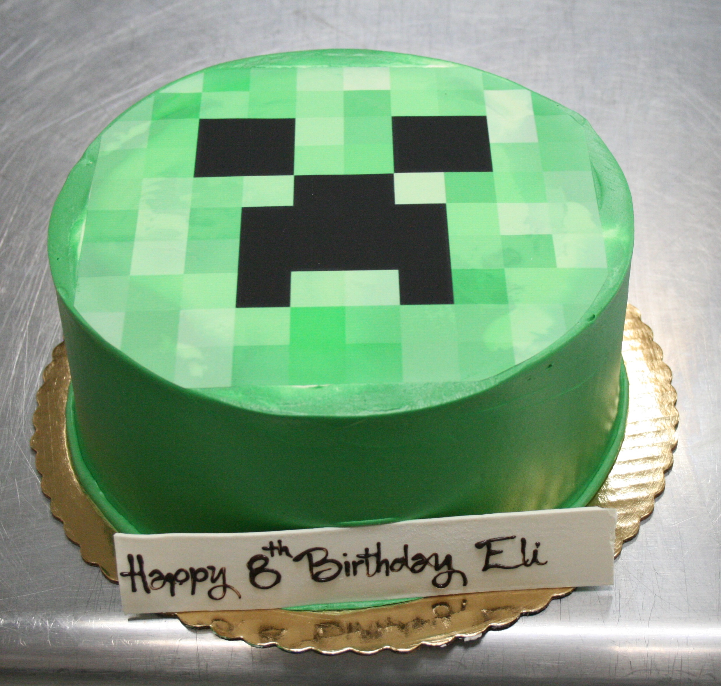 Minecraft Creeper Face Green Edible Cake Topper Image ABPID27364