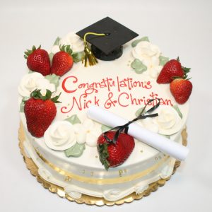 Classic Grad Cap and Diploma w/ Fresh Strawberries