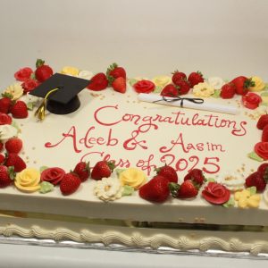 Classic Grad Cap and Diploma w/ Fresh Strawberries
